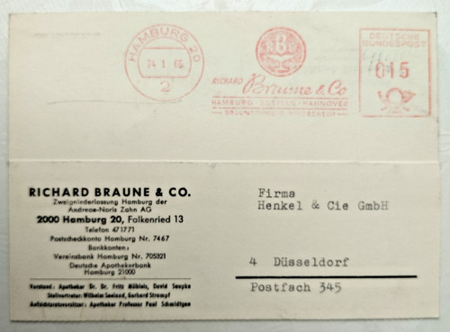 Hamburg 1966 firmenkarte - 1966,