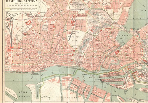 Hamburg altona farb stadtplan - hamburg,