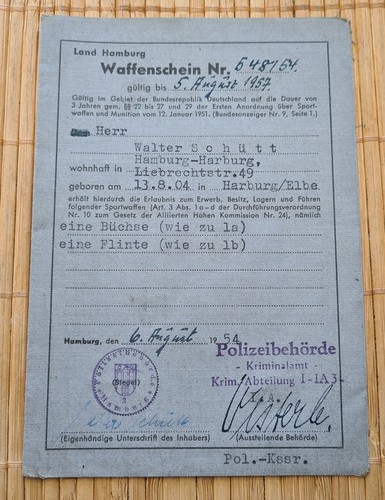 Waffenschein 548 54 - waffenschein, 548/54