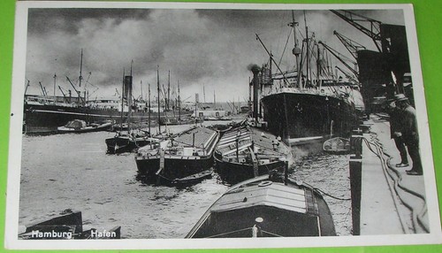 Hamburg 1936 hafen - ak, kran